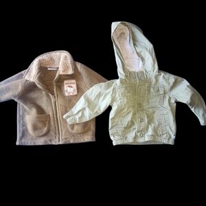 Baby Boy Bundle Of 3 Jackets. Baby Q  Sherpa 6-9m And Baby B'gosh Hooded 9m